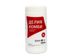 Банка дезинфицирующих салфеток Делия комби, 80 шт, белая туба с красной этикеткой