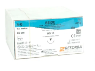 Шёлк SEIDE E — упаковка плетёной нерассасывающейся нити RESORBA